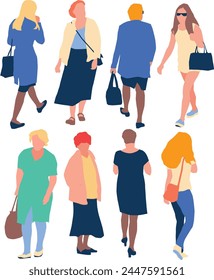 Women flat art vector drawings collection
