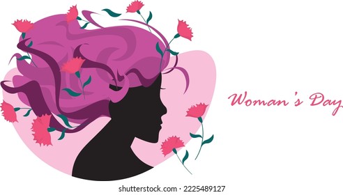 Women flat design. vector for templates with cute women and flowers for card, poster, flyer and other users. mother day, woman day, woman, mother flat design with carnation flower