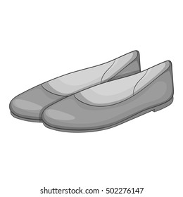 Women flat shoes icon. Gray monochrome illustration of women flat shoes vector icon for web