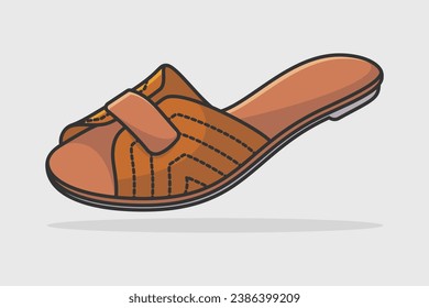 Ilustración vectorial del zapato de patinaje plano femenino. Concepto de icono de objetos de moda de belleza. Diseño único de vectores de pantuflas para mujeres de moda.