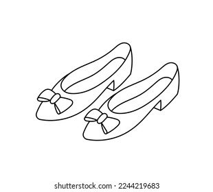 Women flats shoes. Editable stroke thickness size.