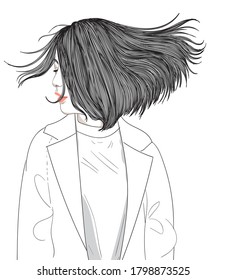 Loose Long Ponytail Black Hair Fashion Stock Vector (Royalty Free ...