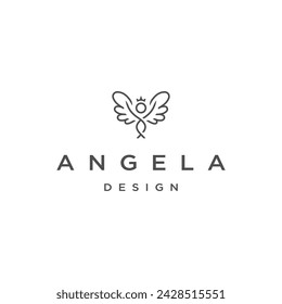 Women fly angel logo icon design template flat vector