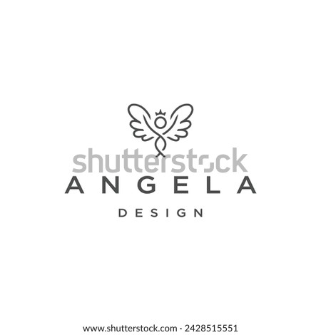 Women fly angel logo icon design template flat vector