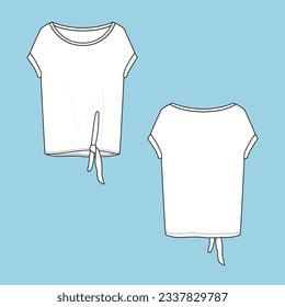 Women Fold up Sleeve with Front Knot top
