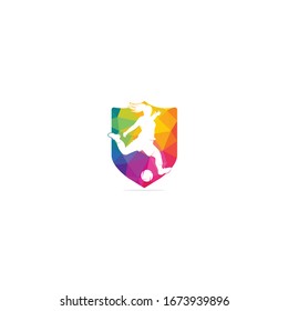 Women football club vector logo design.