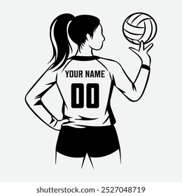 Women Football or Volleyball Player with Ball Design