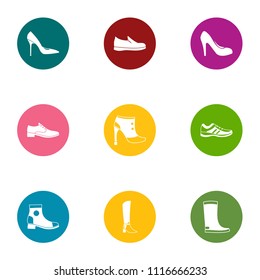 Women footwear icons set. Flat set of 9 women footwear vector icons for web isolated on white background