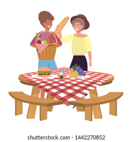 Women friends having picnic design