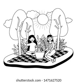 Women friends having picnic design