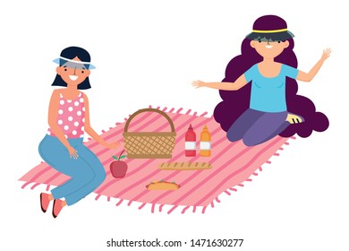 Women friends having picnic design