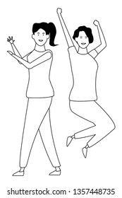 women friends smiling  in black and white