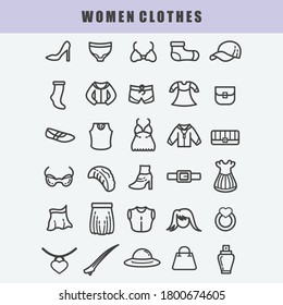 women full color icon set