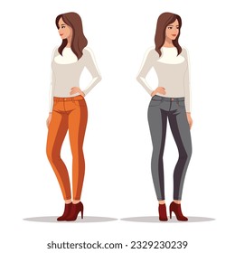 Women in full-length sleeves vector flat isolated