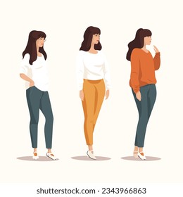 Women in full-length sleeves vector flat isolated