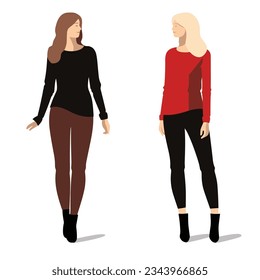 Frauen mit langen Ärmeln, Vektorgrafik einzeln