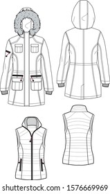 Women garment collection sportswear vector sketch