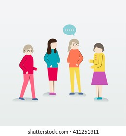 Women Gather Around Together Vector Design