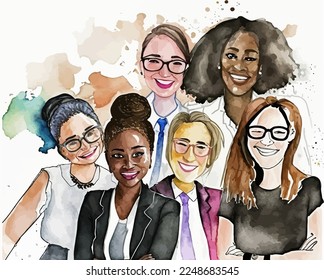 Women gathered in solidarity, modern and full of life, having fun and expressing their personal style. An energetic and motivating illustration that promotes diversity and feminism.