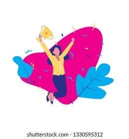 Women get award flat design