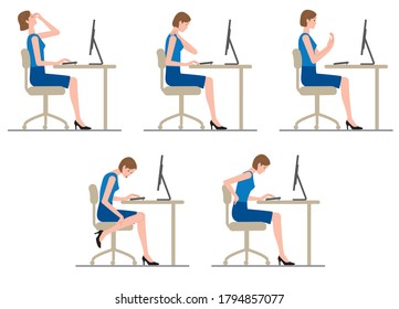 Women get tired of computer desk work