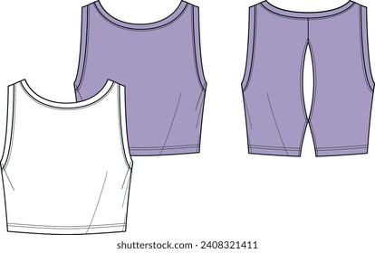 women and girl backless tank top fashion vector template	
