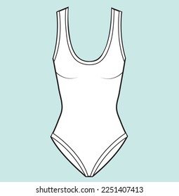 Women girl beach wear bra set flat sketch illustration