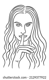 Women Girl Close up Face Pose Line Art illustration