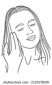 Women Girl Close up Face Pose Line Art illustration