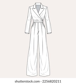 women girl fashion jumpsuit styles flat sketch illustration