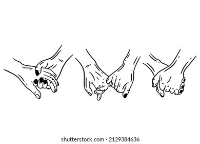 Women Girl Hand Love Gesture with Hearth Flat line Art illustration