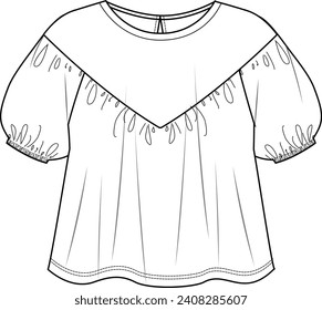 women ,girl loose fit basic crop tshirt,technical fashion vector,fashion flat,cad