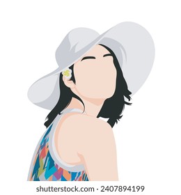 Women, Girl, Pretty, Beautiful, Cartoon, Vector, Model, Dress, Pose, Faceless, Flat, Illustration. Isolated on white background.