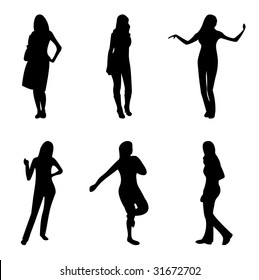 Women and girl silhouettes. Vector illustration.