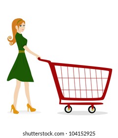 women - girl with trolley vector