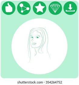 Women. Girl vector icon.