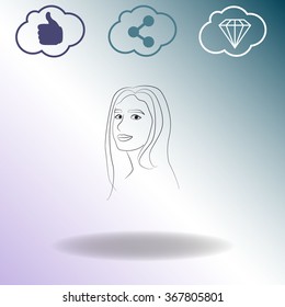 Women. Girl vector icon.