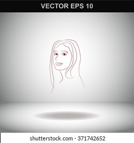 Women. Girl vector icon.