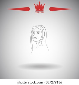 Women. Girl vector icon.
