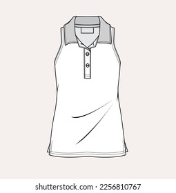 women girl woven jersey flat sketch illustration