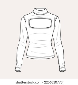 women girl woven jersey flat sketch illustration