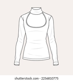 women girl woven jersey flat sketch illustration