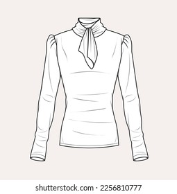 women girl woven jersey flat sketch illustration