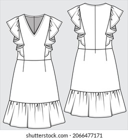 WOMEN AND GIRLS DRESS IN VECTOR