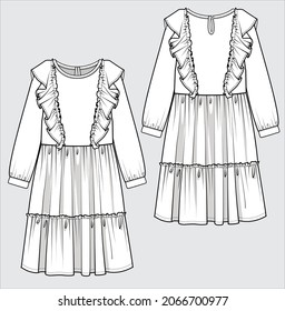 WOMEN AND GIRLS DRESS IN VECTOR