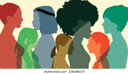 Women and girls from multi-national and multi-ethnic backgrounds who communicate and share information. Social network profile of a female head and a community of females. 