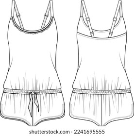 WOMEN AND GIRLS NIGHT WEAR MAXI DRESS SET FLAT DESIGN VECTOR