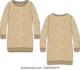 WOMEN AND GIRLS WEAR OVERSIZE COTTON FLEECE JERSEY SWEATER VECTOR