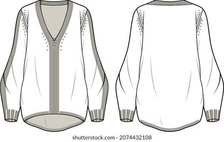 WOMEN AND GIRLS WEAR SWEATER FLAT DESIGN VECTOR