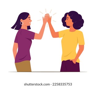 Women Giving High Five for Women Power Concept Illustration